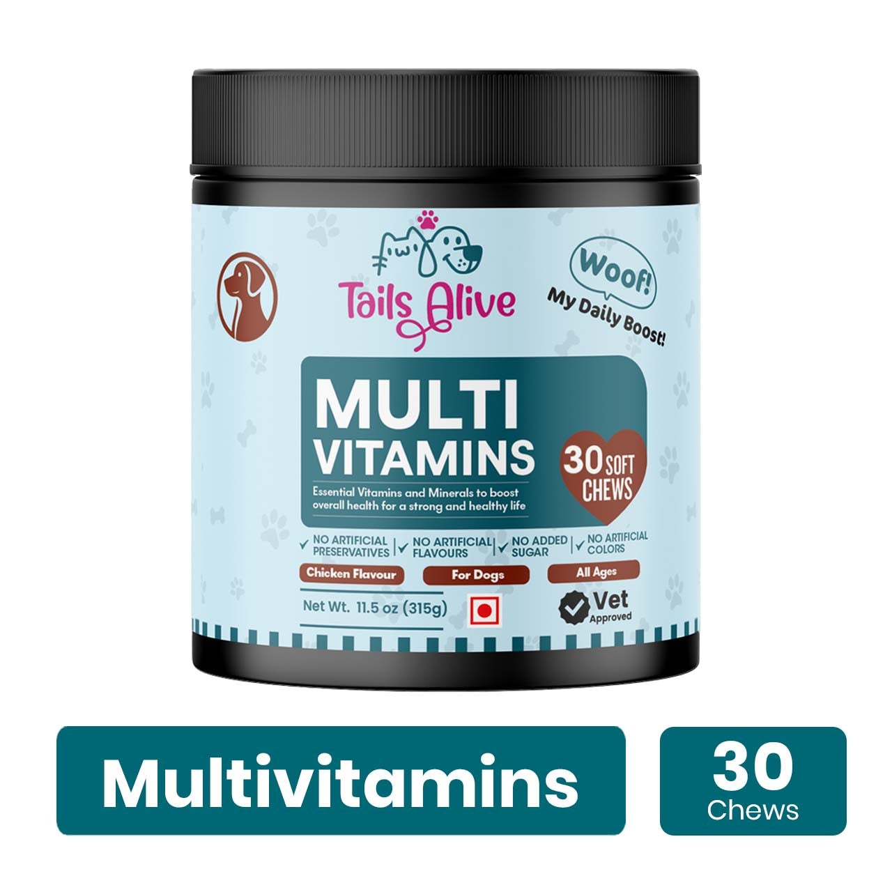 TailsAlive Chicken Flavour Multivitamin Soft Chews Supplement for Dogs