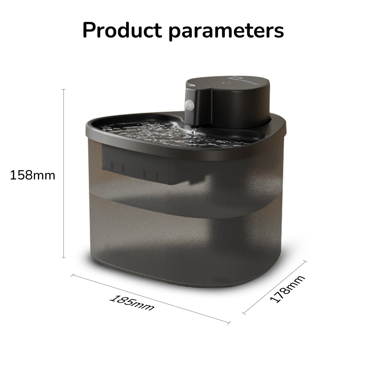 Petverse Wireless Water Fountain for Dogs & Cats (Black)