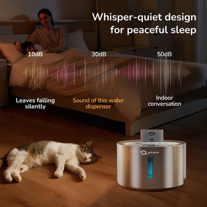 Petverse Smart Motion Sensor Pet Water Fountain for Dogs & Cats (Silver)