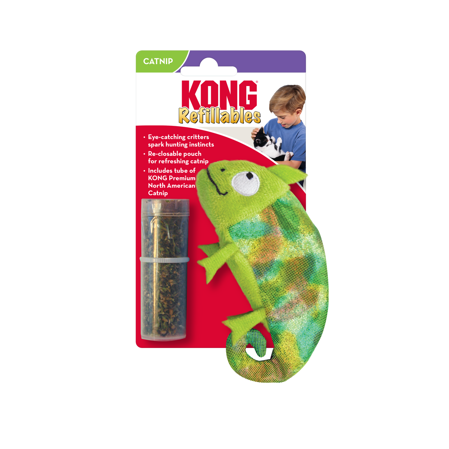 Kong Refillables Chameleon Toy for Cats (Green)