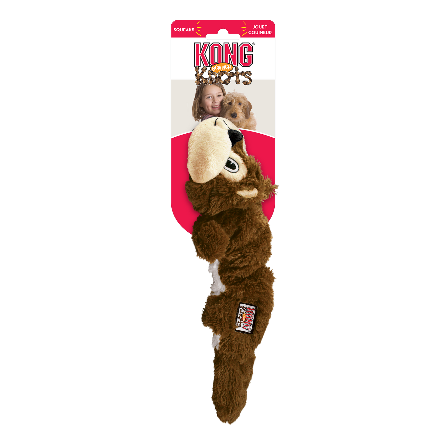 Kong Scrunch Knots Squirrel Toy for Dogs (Brown)