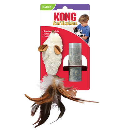 Kong Refillables Feather Mouse Toy for Cats (Brown)