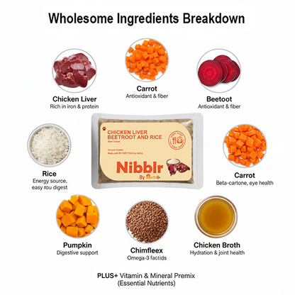 Nibblr By Nootie Wholesome Chicken Liver Beetroot & Rice Ready to Eat Meal Dog Wet Food