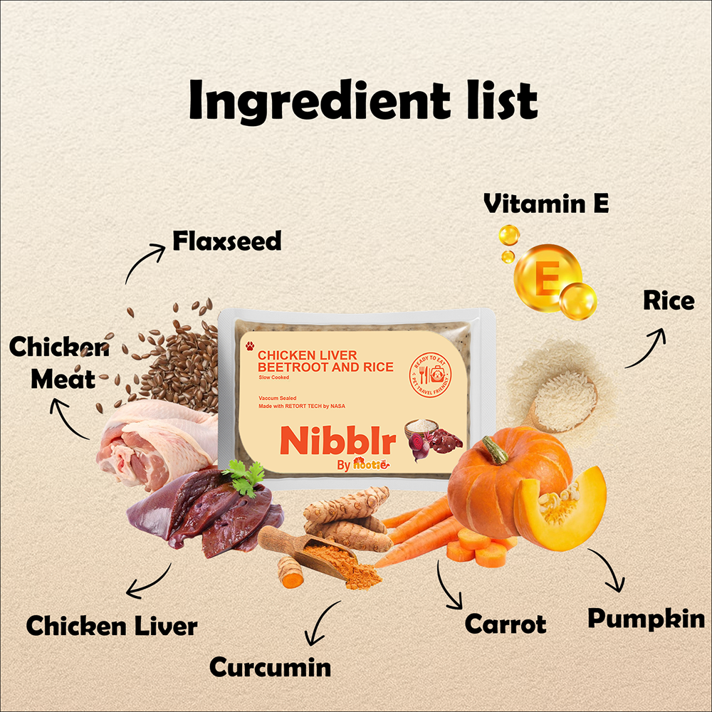 Nibblr By Nootie Wholesome Chicken Liver Beetroot & Rice Ready to Eat Meal Dog Wet Food