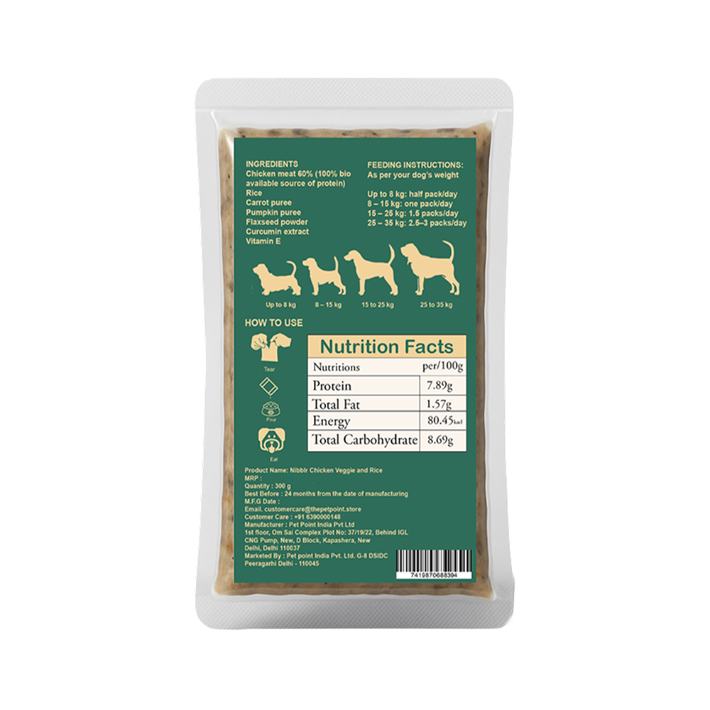 Nibblr By Nootie Wholesome Chicken Veggie & Rice Ready to Eat Meal Dog Wet Food