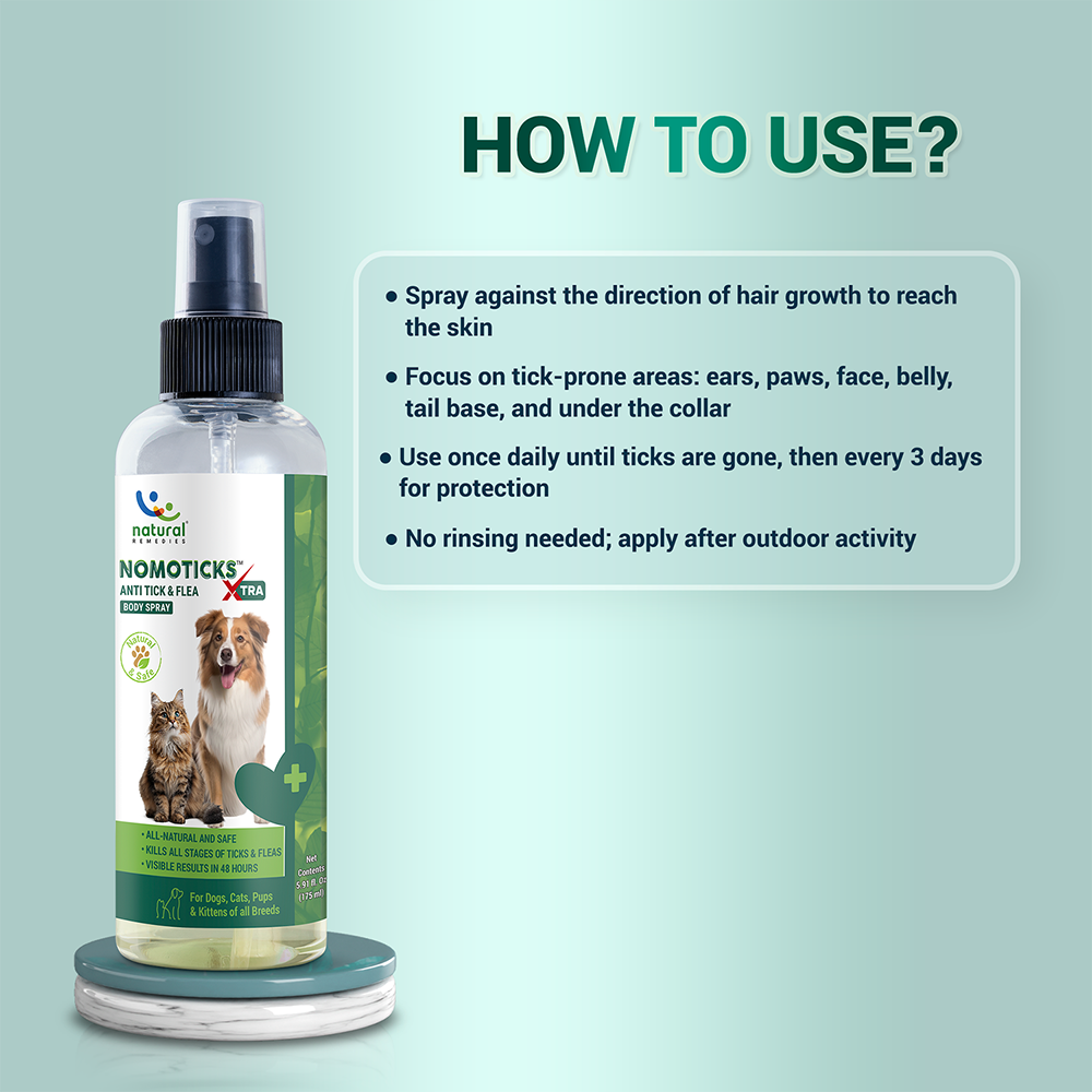Natural Remedies Nomo Ticks Xtra Body Spray for Dogs and Cats