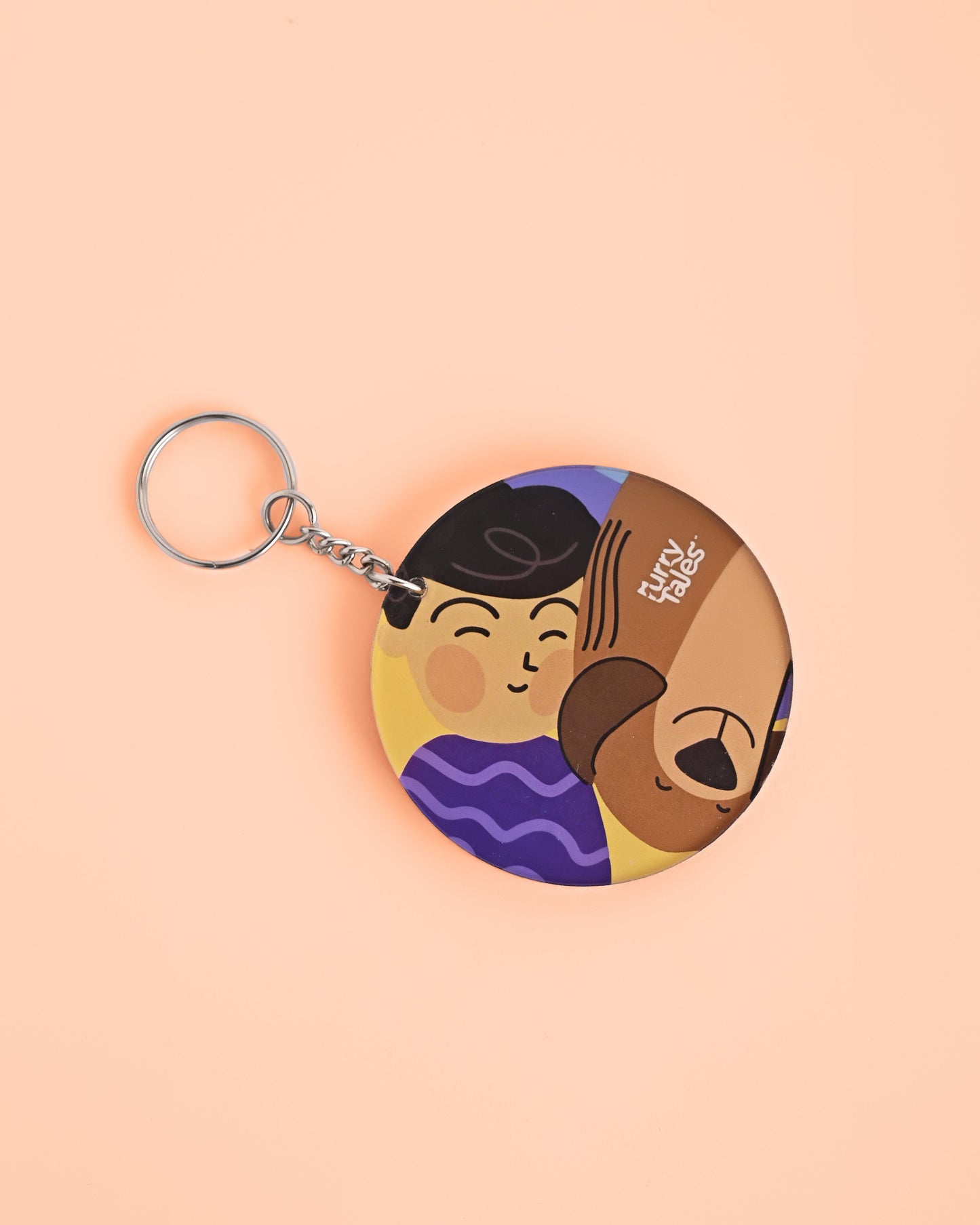 Furry Tales Ollie Snuggles Dad Acrylic Key Chain