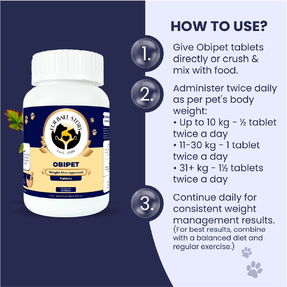 FurBall Story Obipet Weight Management Tablets for Dogs