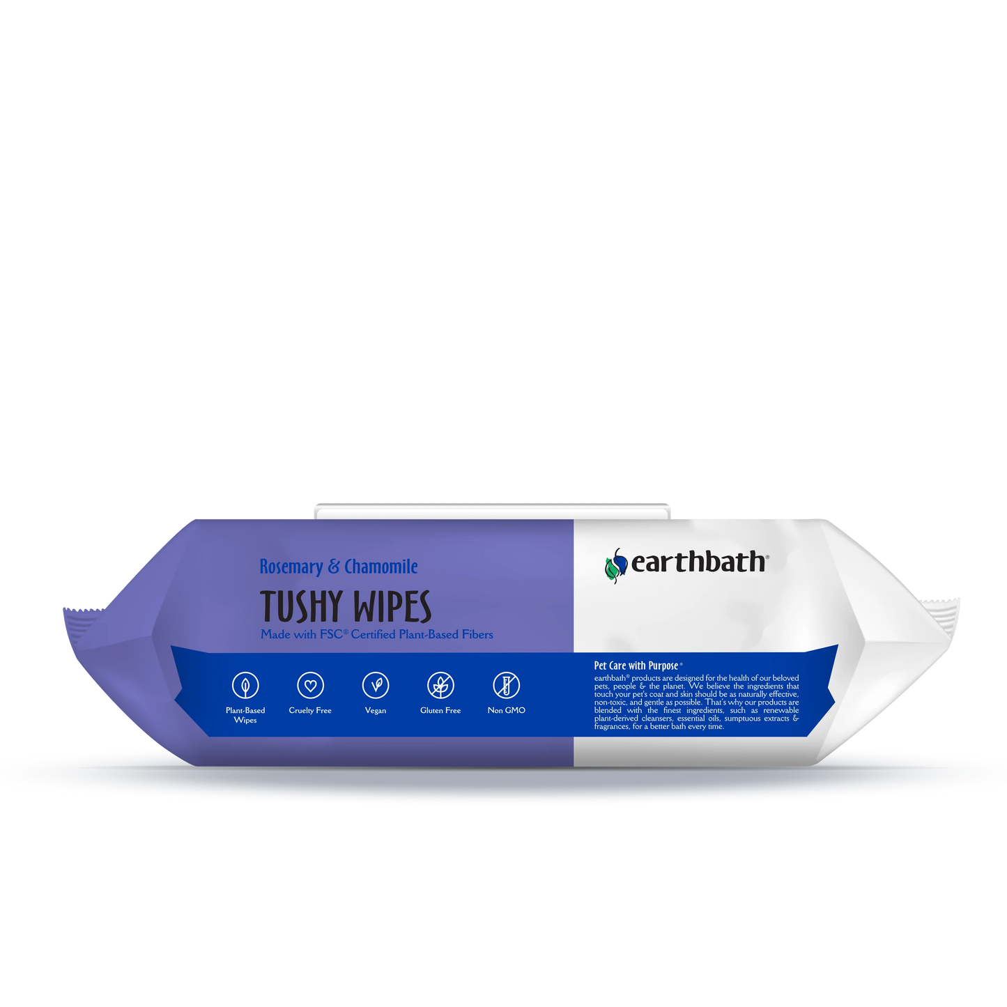 EarthBath Rosemary and Chamomile Scented Tushy Wipes for Dogs and Cats
