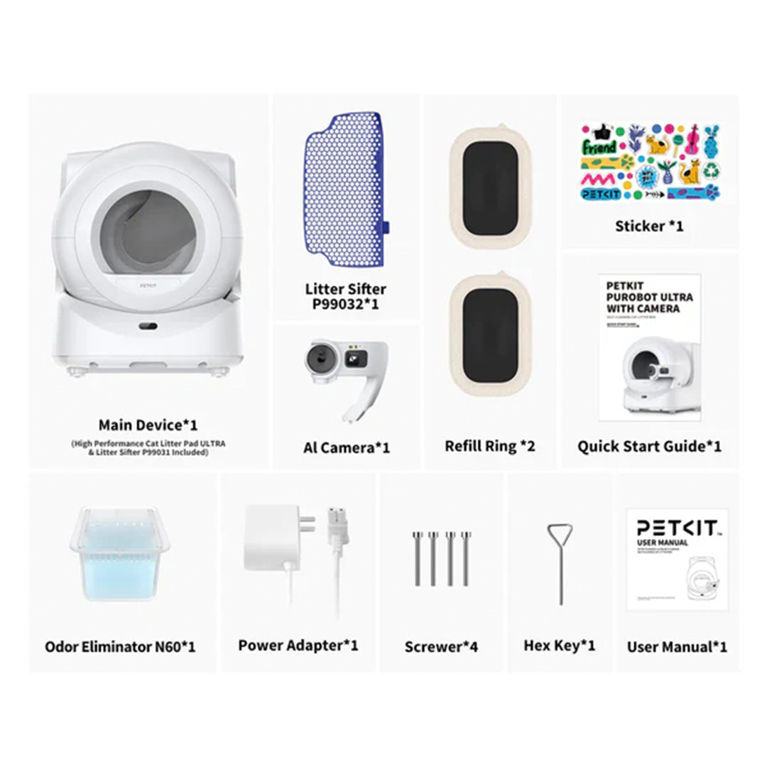 Petkit Purobot Ultra Automatic Self Cleaning Litter Box for Cats (White)