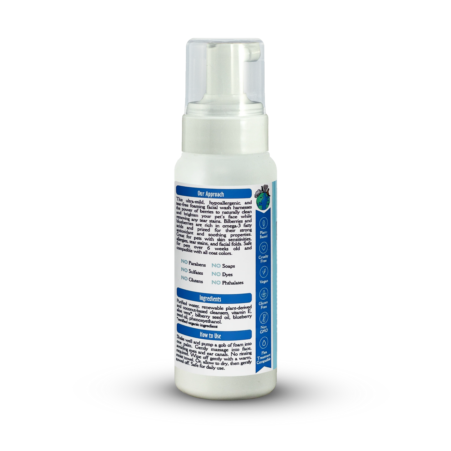 EarthBath Bilberry and Blueberry Scented Foaming Face Wash for Dogs and Cats