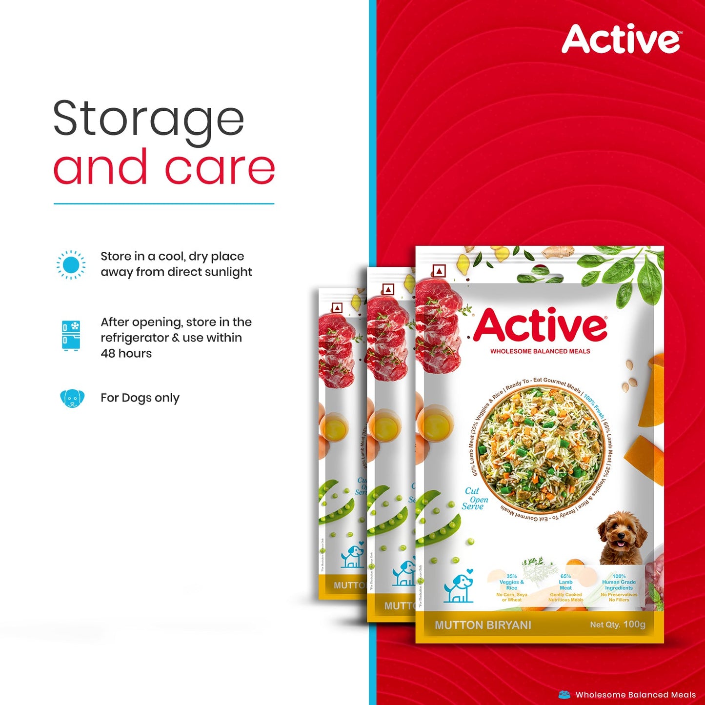 Active Weekly Combo Packof 4 Biryani Fresh Food For Dogs (Buy 1 Get 1)