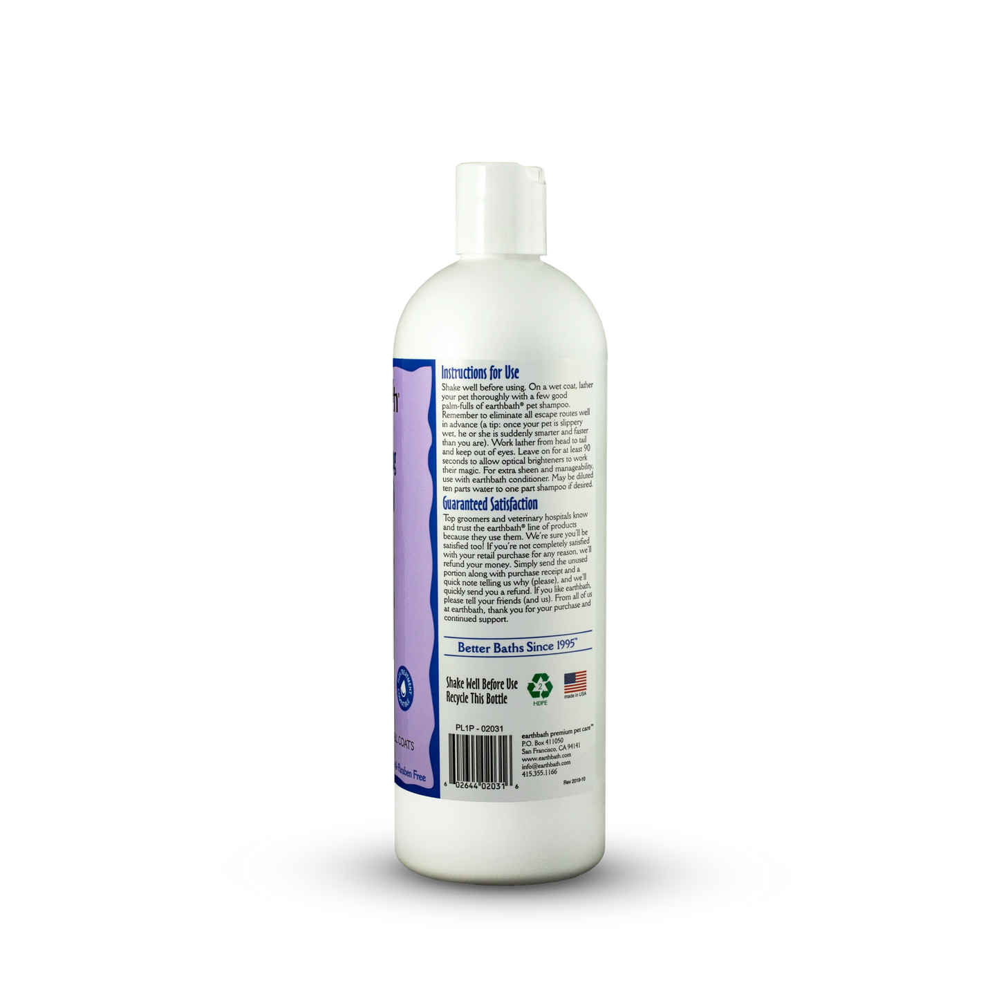EarthBath Lavender Coat Brightening Shampoo for Dogs and Cats