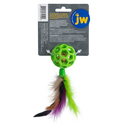 JW Cataction Feather Ball with Bell Toy for Cats (Green)