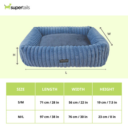 Pawpourri Cord Flannel Snuggle Bed for Dogs (Blue)