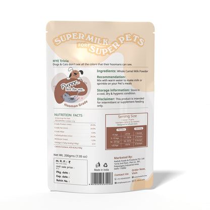 HYE Pets Nutrient Rich Full Fat Camel Milk Powder for Dogs and Cats