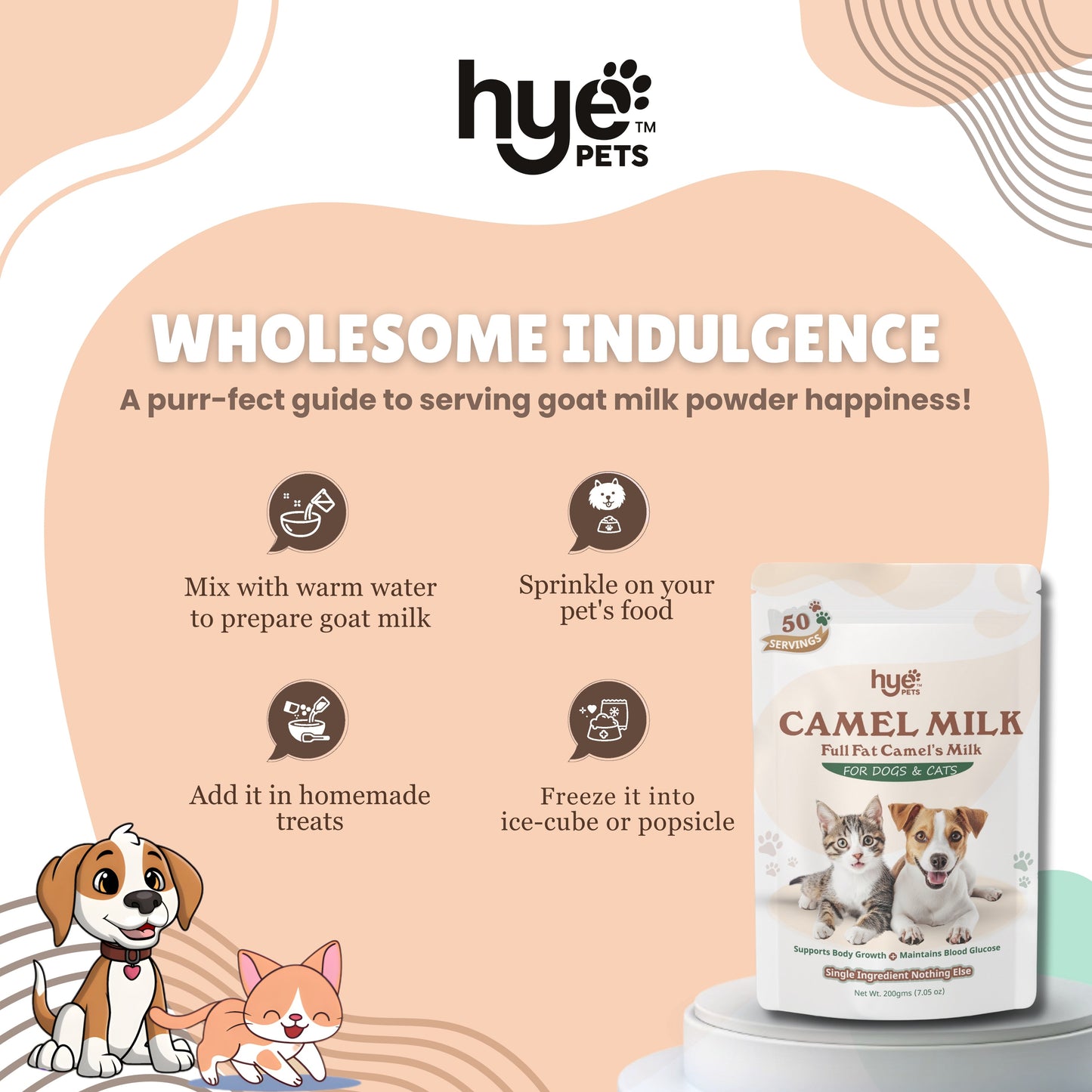 HYE Pets Nutrient Rich Full Fat Camel Milk Powder for Dogs and Cats
