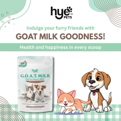 HYE Pets Nutrient-Rich Full Fat Goat Milk Powder for Dogs and Cats
