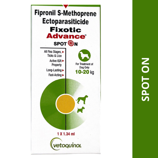 Vetoquinol Fixotic Advance (Fipronil) Tick & Flea Control Spot On for 10 to 20kg Dogs