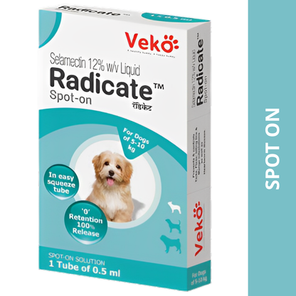 Veko Radicate (Selamectin) Tick and Flea Control Spot On for 5 to 10kg Dogs