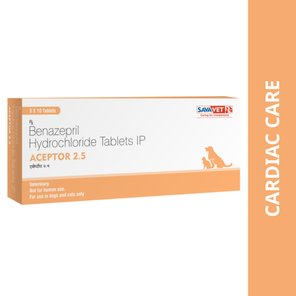 Savavet Aceptor (Benazepril Hydrochloride) 2.5mg Tablet for Dogs & Cats (10 tablets)