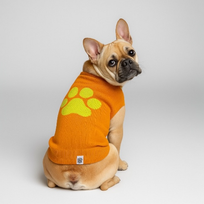 Talking Dog Club Bright Winter High Paw Jumper Sweater for Dogs (Orange)