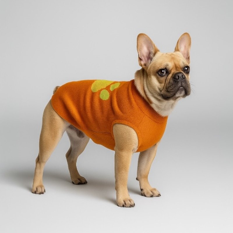 Talking Dog Club Bright Winter High Paw Jumper Sweater for Dogs (Orange)