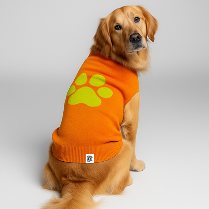 Talking Dog Club Bright Winter High Paw Jumper Sweater for Dogs (Orange)