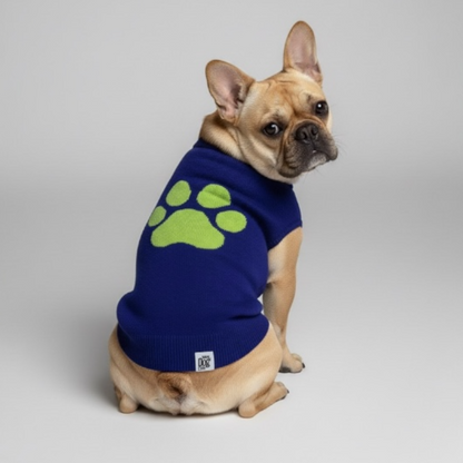 Talking Dog Club Bright Winter High Paw Jumper Sweater for Dogs (Blue)