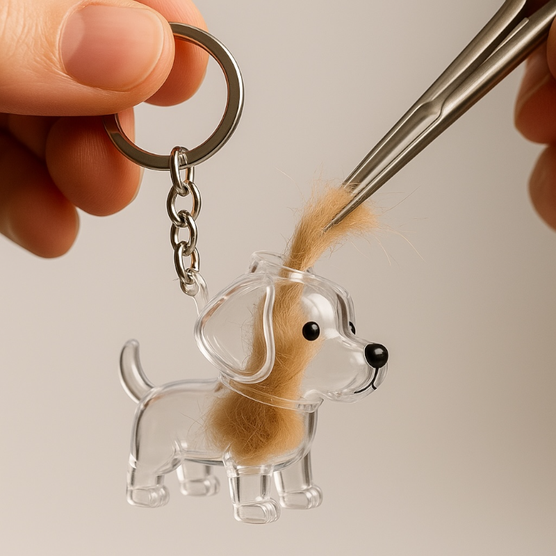 Talking Dog Club Standing Dog Hair Keepsake Capsule Key Chain