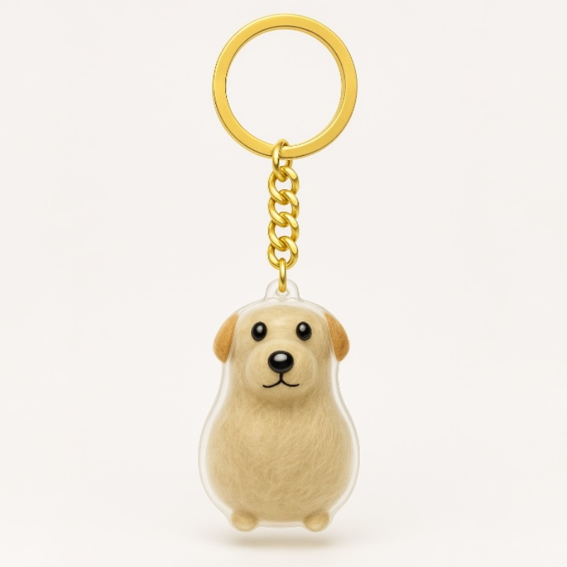 Talking Dog Club Sitting Dog Hair Keepsake Capsule Key Chain