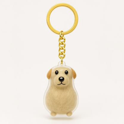 Talking Dog Club Sitting Dog Hair Keepsake Capsule Key Chain