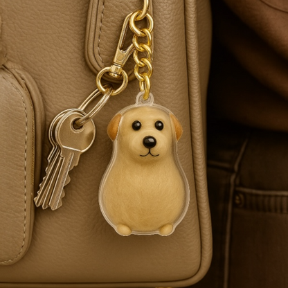 Talking Dog Club Sitting Dog Hair Keepsake Capsule Key Chain