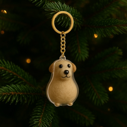 Talking Dog Club Sitting Dog Hair Keepsake Capsule Key Chain