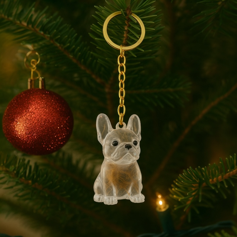 Talking Dog Club French Bulldog Hair Keepsake Capsule Key Chain