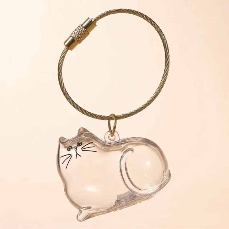 Talking Dog Club Resting Cat Hair Keepsake Capsule Key Chain