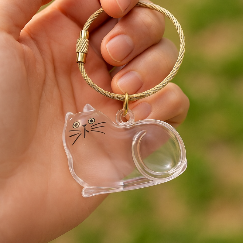 Talking Dog Club Resting Cat Hair Keepsake Capsule Key Chain