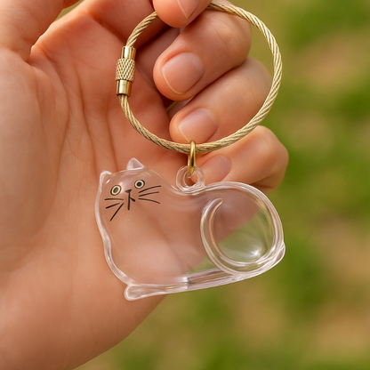 Talking Dog Club Resting Cat Hair Keepsake Capsule Key Chain