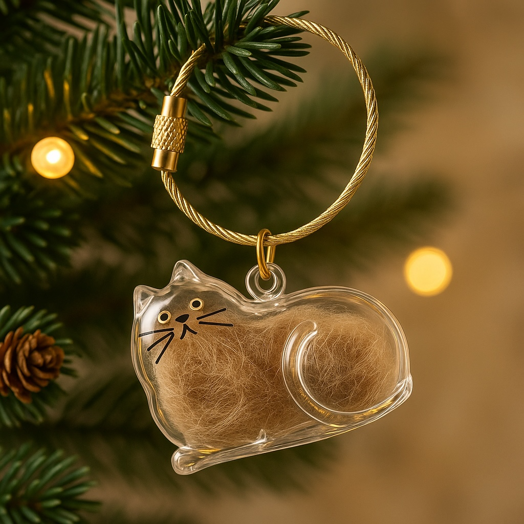 Talking Dog Club Resting Cat Hair Keepsake Capsule Key Chain