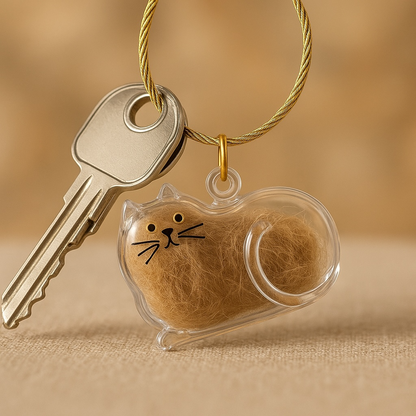 Talking Dog Club Resting Cat Hair Keepsake Capsule Key Chain
