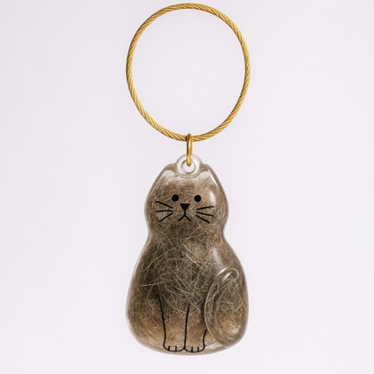 Talking Dog Club Sitting Cat Hair Keepsake Capsule Key Chain