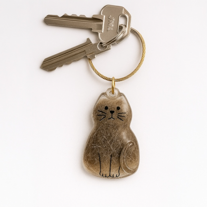 Talking Dog Club Sitting Cat Hair Keepsake Capsule Key Chain