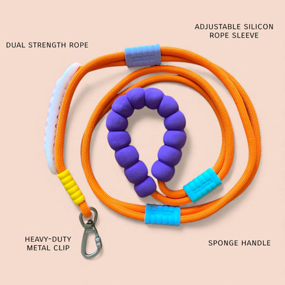 Talking Dog Club Extra Strong Vivid Handle Leash for Dogs (Orange/Purple)