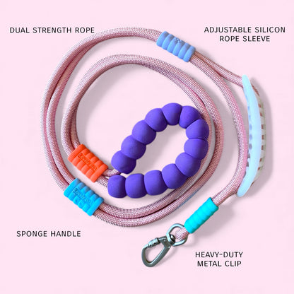 Talking Dog Club Extra Strong Vivid Handle Leash for Dogs (Pink/Purple)