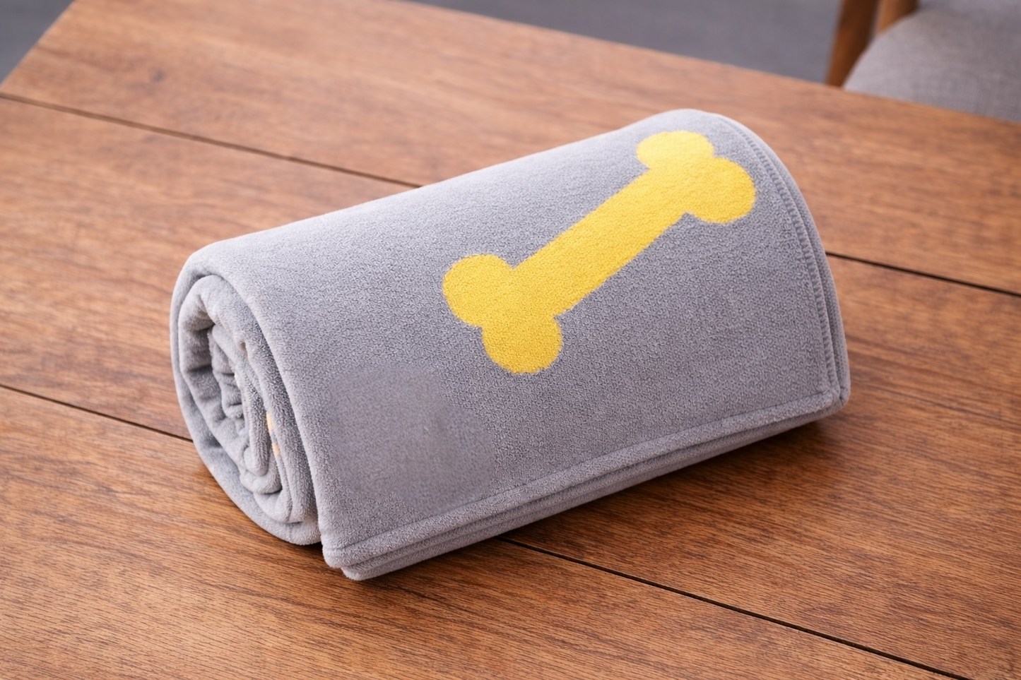 Talking Dog Club Bone Print Viscose Blanket for Dogs (Grey and Yellow Bone)