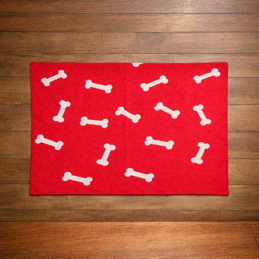 Talking Dog Club Bone Print Viscose Blanket for Dogs (Red and Grey Bone)
