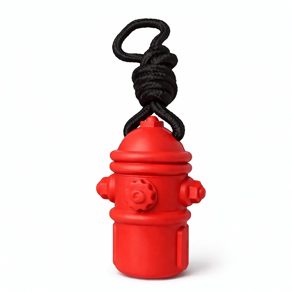 Talking Dog Club Sturdy Fire Hydrant Rubber & Rope Toy for Dogs (Red)