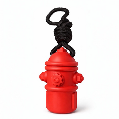 Talking Dog Club Sturdy Fire Hydrant Rubber & Rope Toy for Dogs (Red)