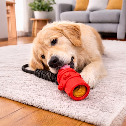 Talking Dog Club Sturdy Fire Hydrant Rubber & Rope Toy for Dogs (Red)