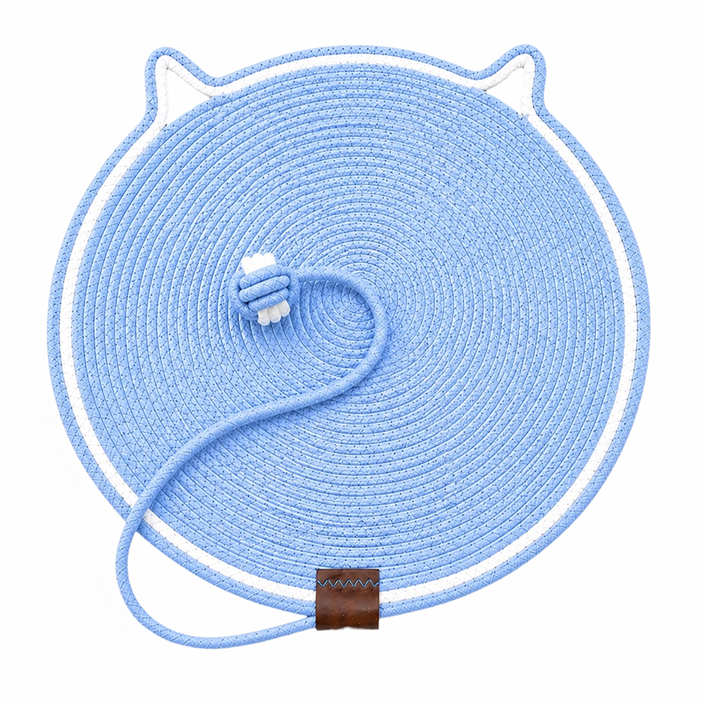 Talking Dog Club Rope Scratching Mat for Cats (Blue)